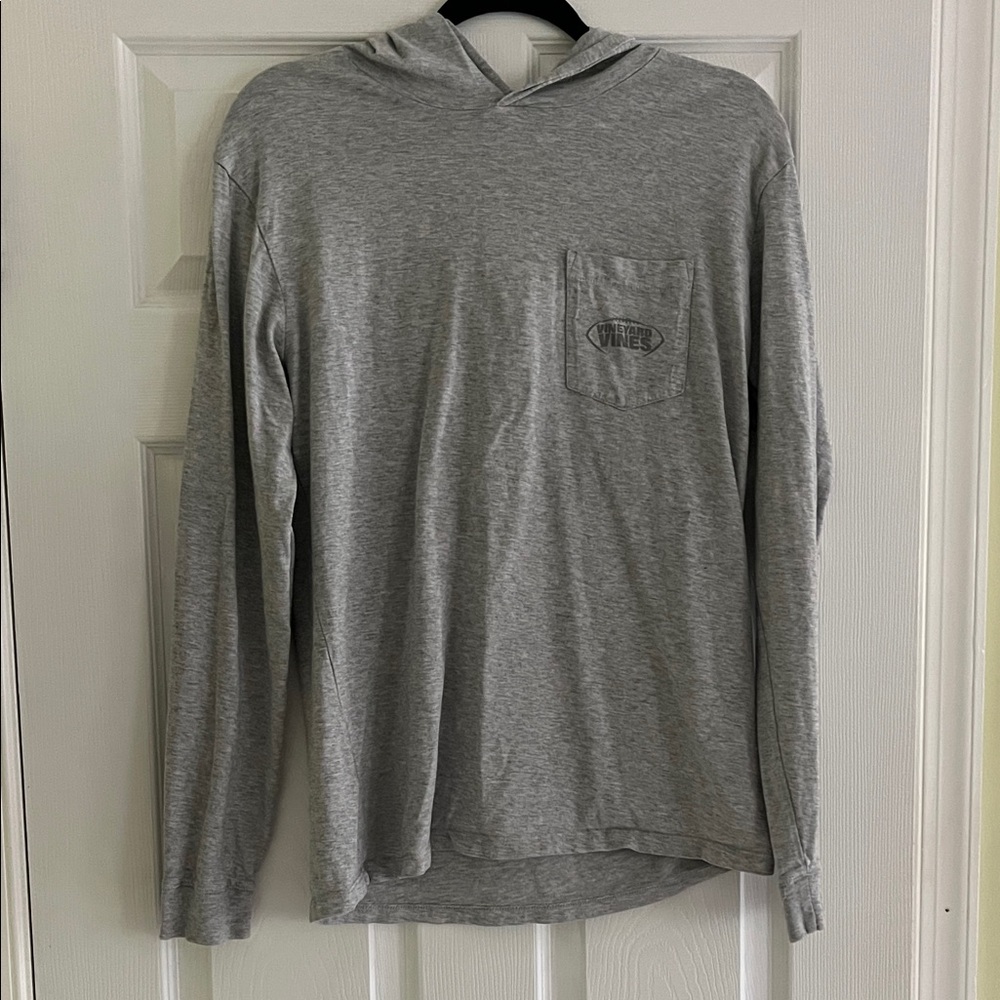 Vineyard Vines Gray Long Sleeve Hooded football Tee